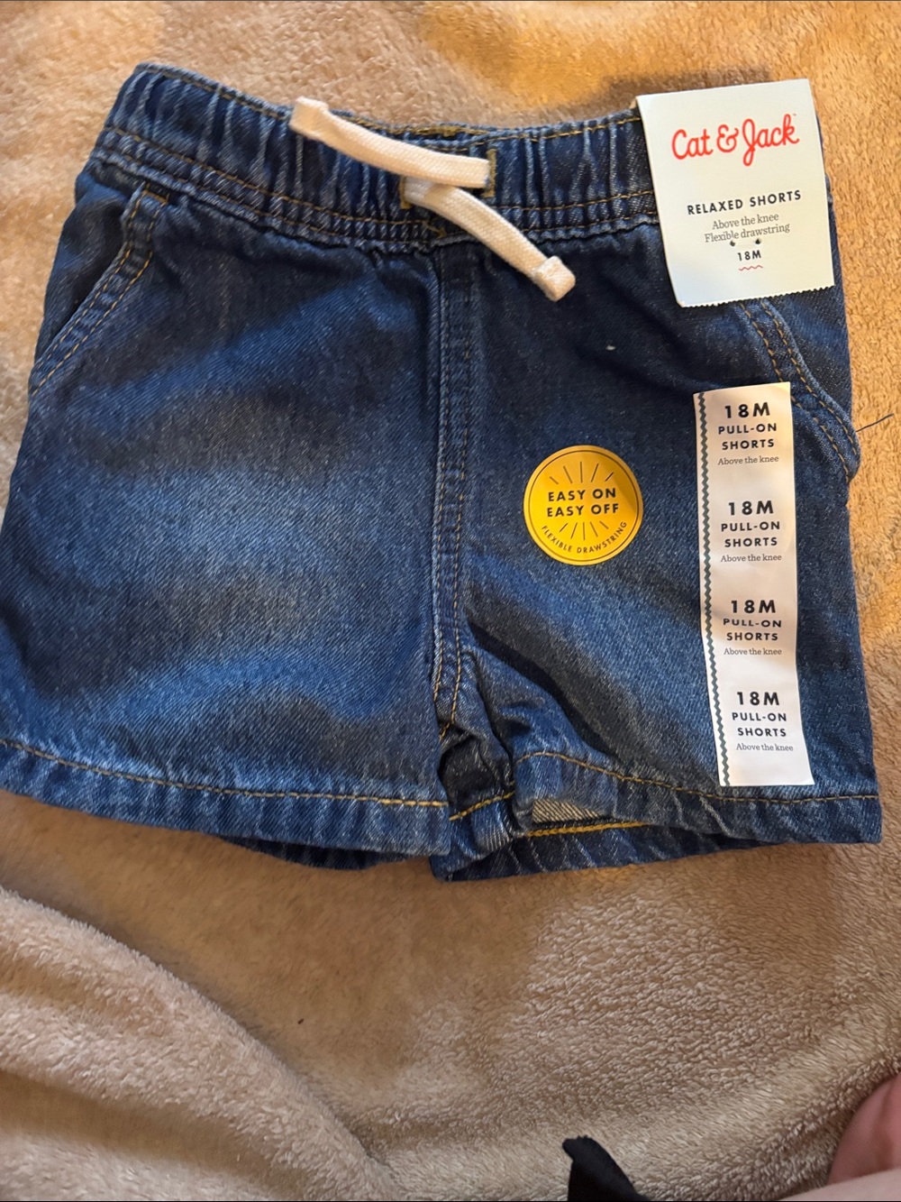 Cat & Jack Denim Pull-On Shorts in Blue with White Drawstring